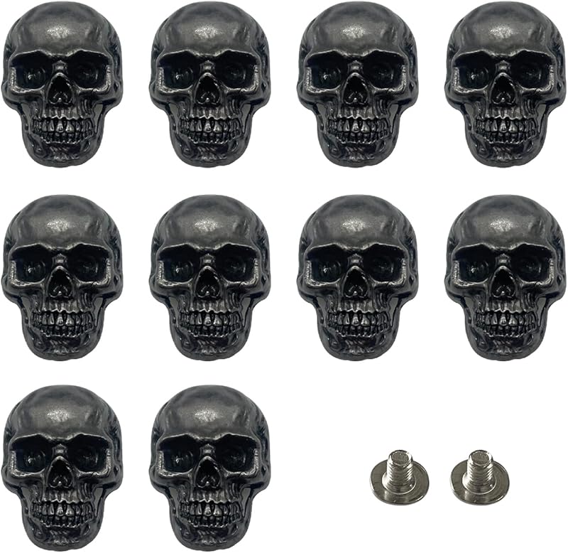 10 Pcs Skull Stud DIY Rivet Conchos for Leather Large Head Decorative Buckle for DIY Craft Making