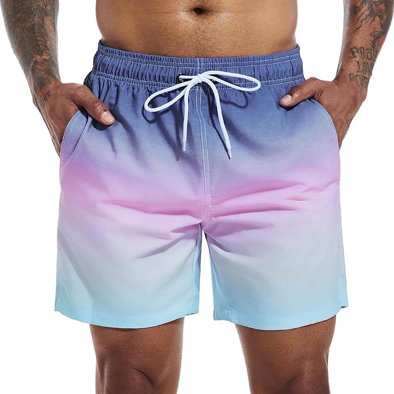 SILKWORLD Men's Swim Trunks Quick Dry Beach Shorts with Pockets