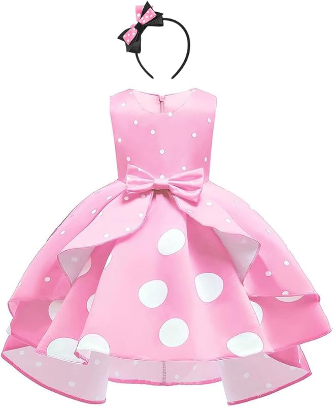 IBTOM CASTLE Baby Girl Polka Dots Princess Costume Birthday Fancy Dress up Party Cosplay Ears Dance Clothing Set