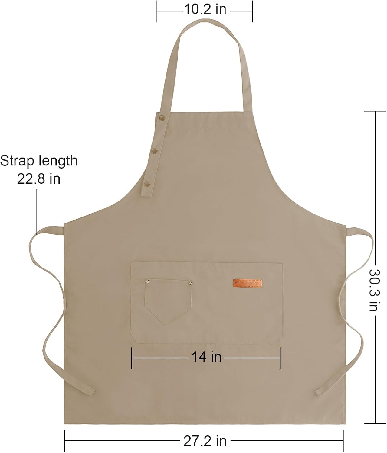 Apron for Men Women with Adjustable Straps and Large Pockets, Canvas Cotton Cooking Kitchen Chef Bib Aprons Waterproof Beige