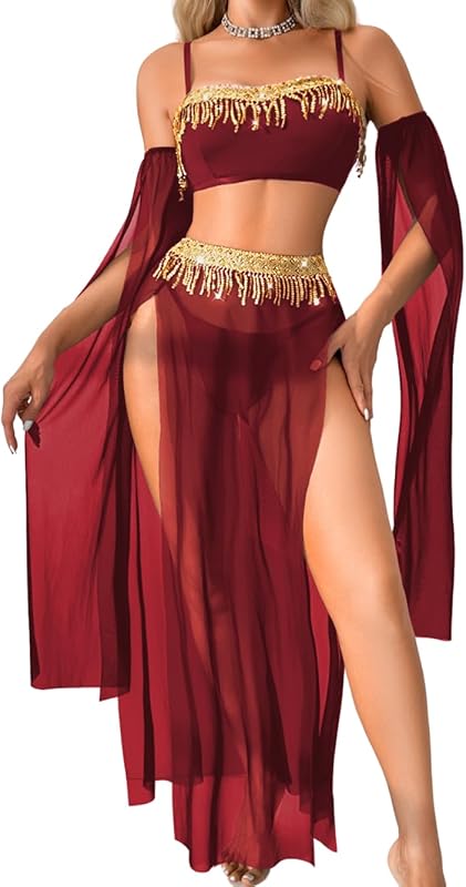 Exotic Wear Dancer Outfits,High Slit Skirt Sexy Lingerie For Women,Belly Dance Costume Cosplay Festival