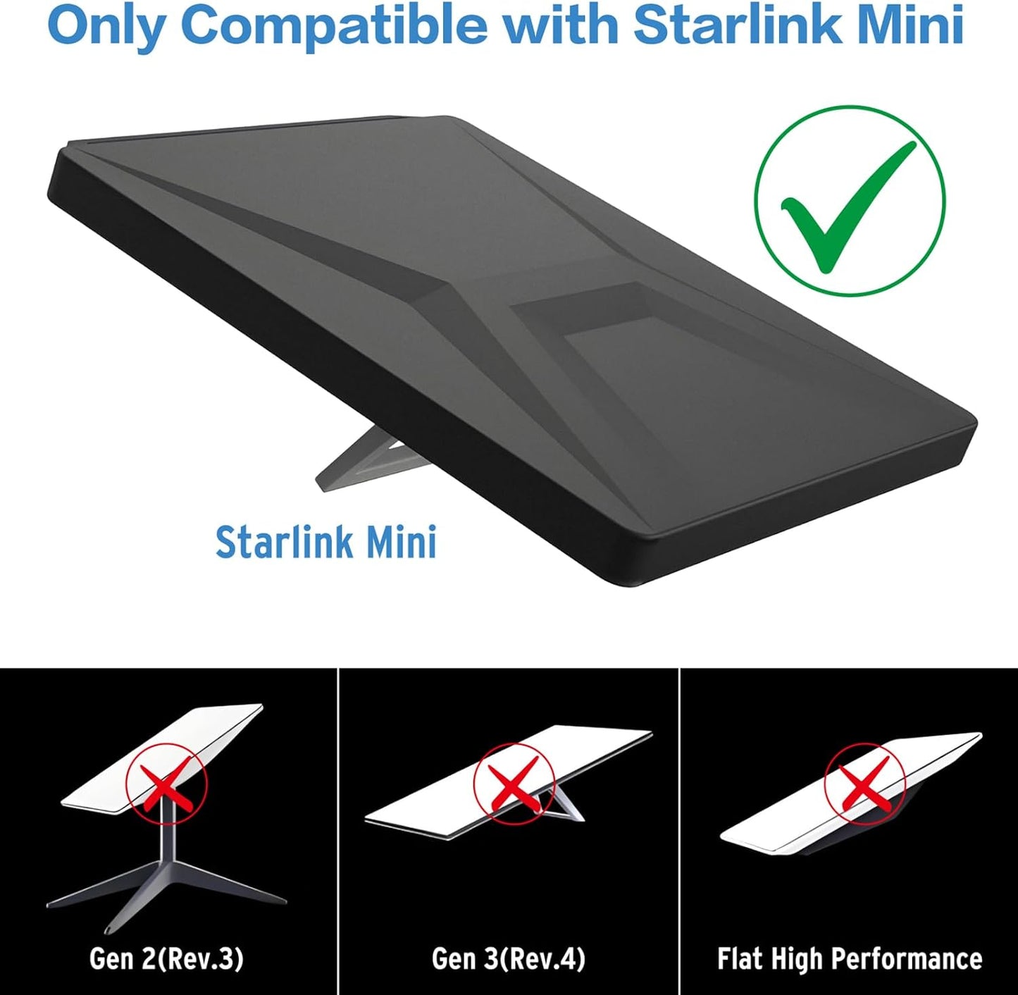Starlink Mini Case, Starlink Dish Protective Cover, Silicone Heavy Duty Weatherproof, Protective Case for Starlink Mini Accessories - Outdoor Travel Camping, Black