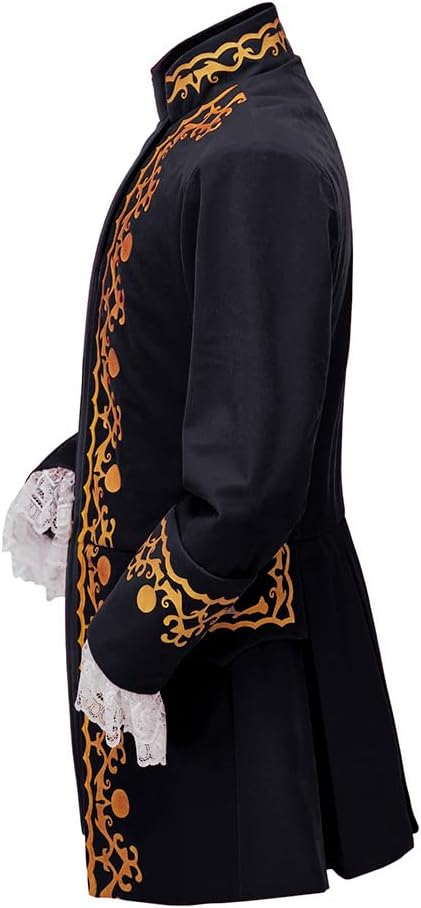 CosplayDiy Men's Colonial Military Tailcoat Costume 18th Century Medieval Regency Tailcoat Jacket
