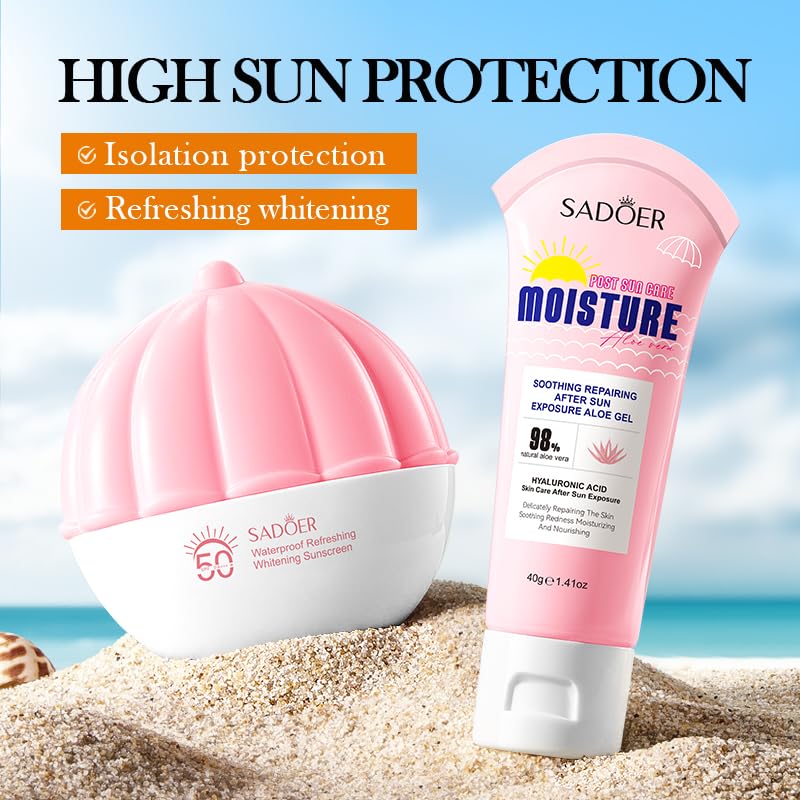 Travel-Size Sunscreen Set - 40ml Face SPF 50+ & 60ml Body Lotion, TSA-Approved, Reef-Safe, Broad Spectrum UVA/UVB Protection, Non-Greasy with Vitamin E & Aloe Vera