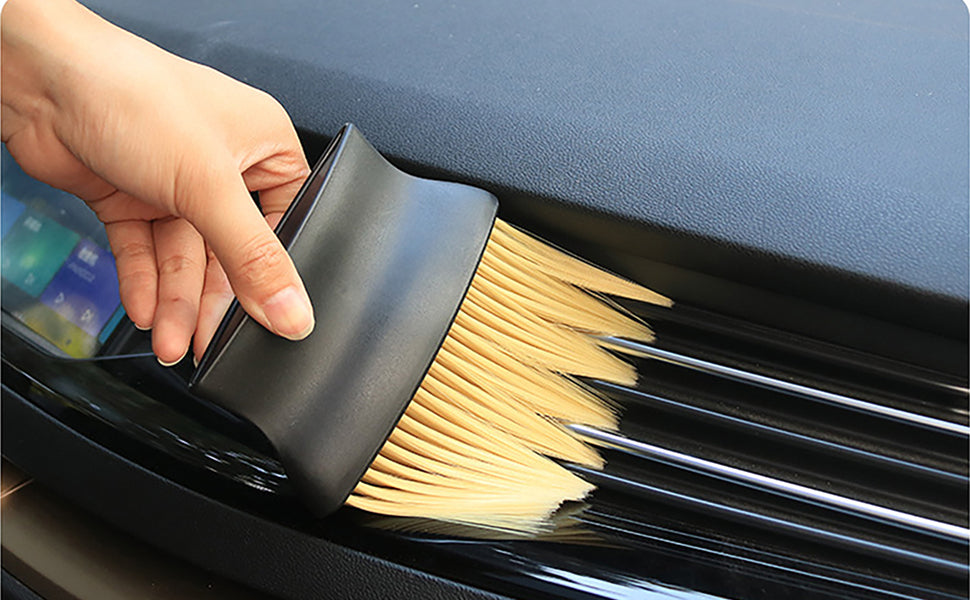 Auto Interior Dust Brush, Car Cleaning Brushes Duster, Soft Bristles Detailing Brush Dusting Tool for Automotive Dashboard Interior, Exterior, Skylight, Leather Yellow