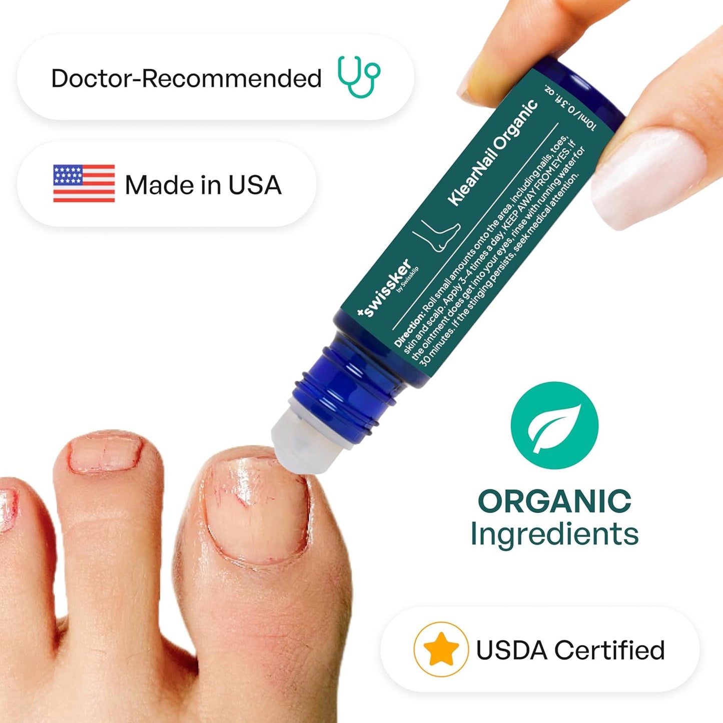 Swissklip Medi-Care Toenail Stick I Natural Solution for Healthy Nails I Suitable For Foot, Toe, and Fingernail I For Brittle Toenails – 10ml / 0.3 Fl. Oz. Pack of 1 - Made in USA