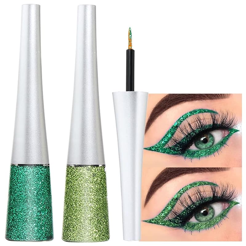 evpct 2Pcs White Black Liquid Eyeliner Set Waterproof White Eye Liners for Women Eyes Wing Eyeliner Stamps Shapes Colored Eyeliner delineador de ojos a prueba de agua contra el agua blanco para ojos