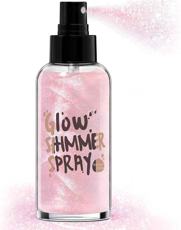 Body Glitter Spray - Bronze Body Shimmer for Face, Hair & Body, Moisturizing Luminizer Glow Illuminator, Quick-Drying Sparkling Glitter Spray Liquid Highlighter Makeup (#04)