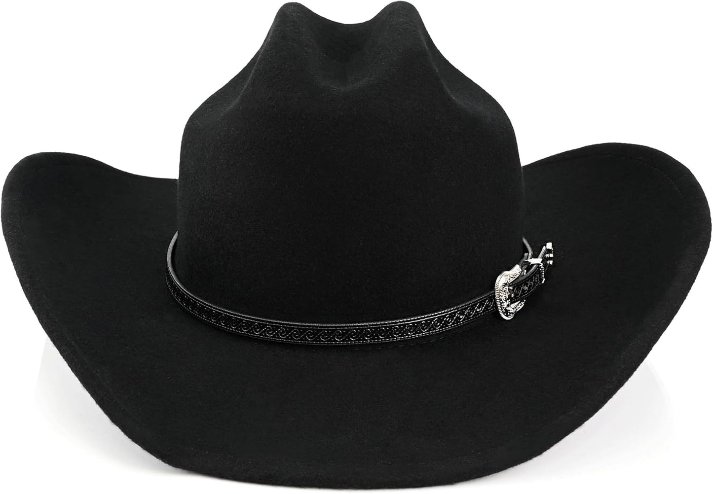 100% Wool Western Cowboy Hat for Men Women Classic Fedora Hat Felt Cowgirls Hats with Two Decorative Bands