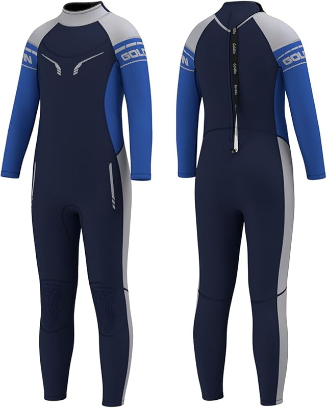 Goldfin Kids Wetsuit, Boys Girls 3mm Wet Suits Youth Toddler Neoprene Back Zip Keep Warm for Cold Water Swimming Diving Snorkeling Surfing Paddleboarding