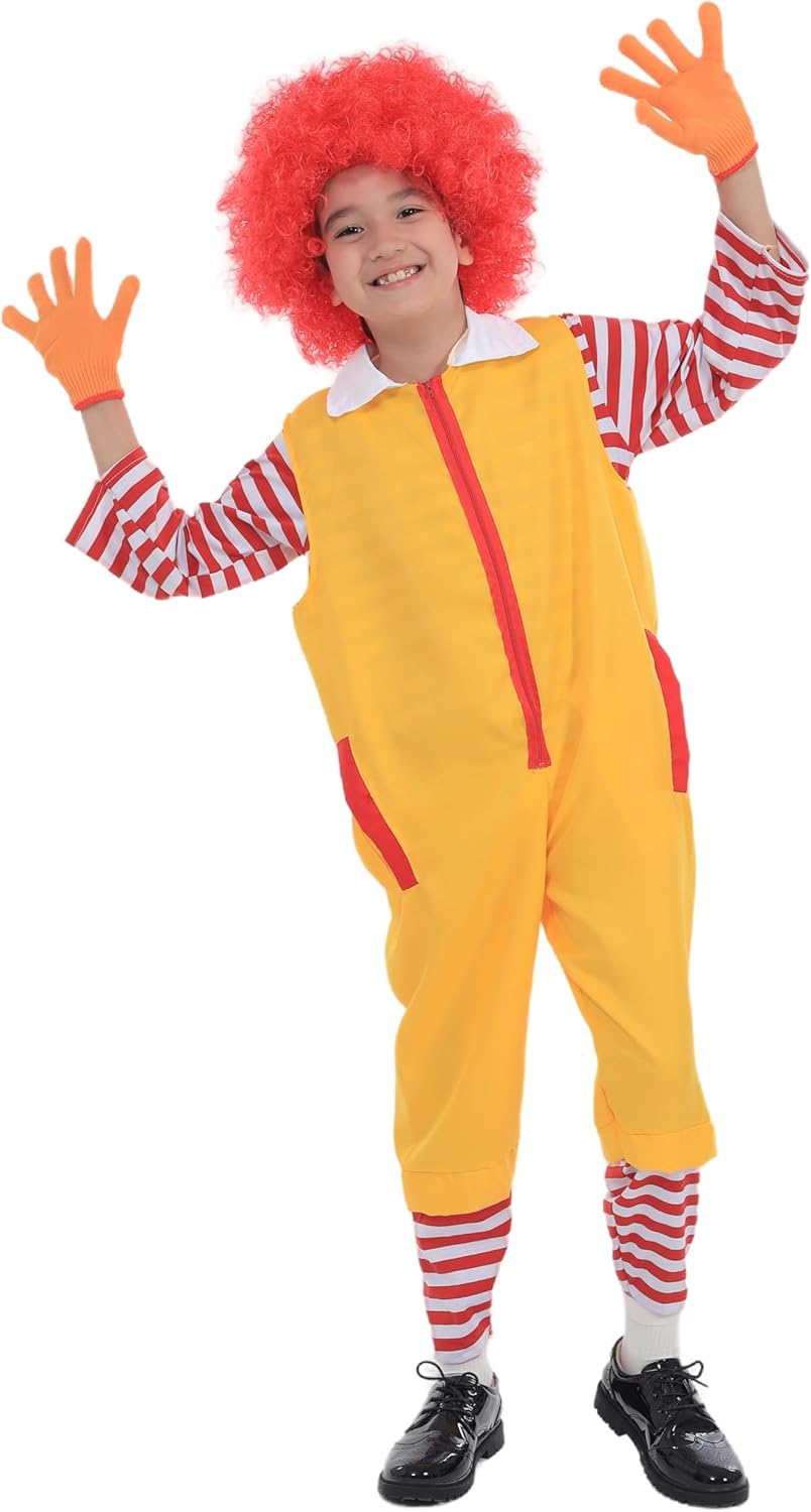 4-PCS Clown Christmas Costume Kids Circus Clown Costume Carnival Boys and Girls Halloween Cosplay