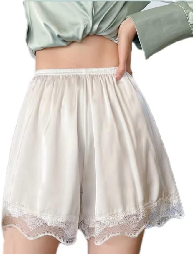 Women's Ice Silk Safety Shorts Pajama Bottoms Breathable Slip Shorts Sleep Sleepwear Lace Anti-Light for Summer