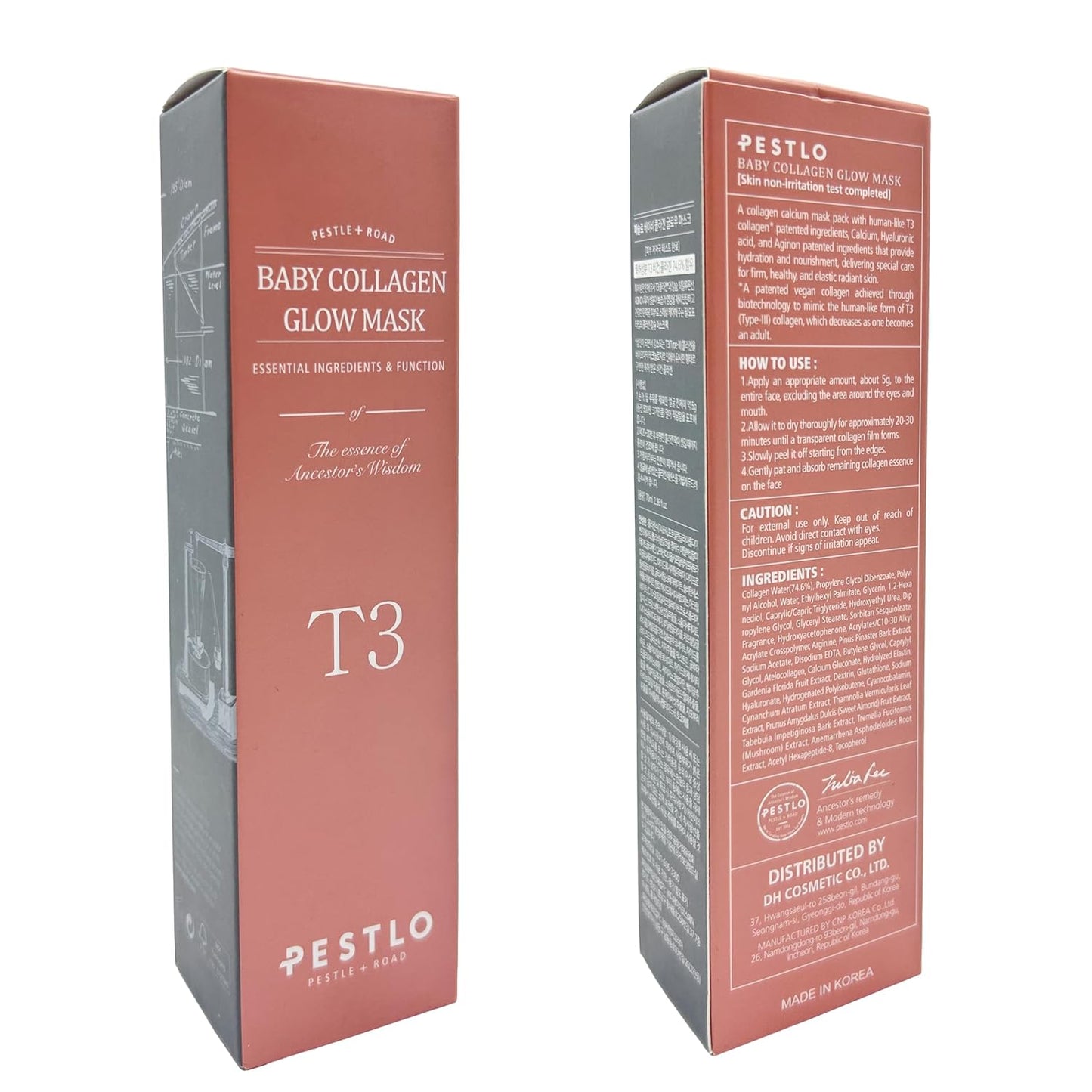 PESTLO Baby Collagen Glow Mask - Korean Peel Off Facial Mask Infused with Reallagen/T3 Vegan Collagen, Aginon, Volufiline for Hydrating, Firming, Glow, Glass Skin | Optional Overnight Use, 2.36 fl.oz