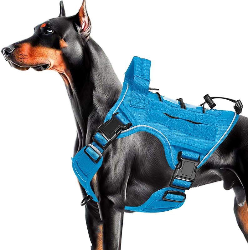 Heavy-Duty Tactical Dog Harness for Large Dogs, No Pull Adjustable Reflective Pet Vest with Molle System, K9 Military-Grade Control for Service Training, Outdoor & 10+ Breeds, Black, Medium