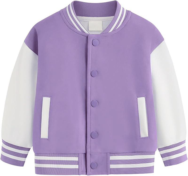 Toddler Baby Boy Girl Baseball Jacket Y2 Varsity Bomber Jackets Print Color Block Button Letterman