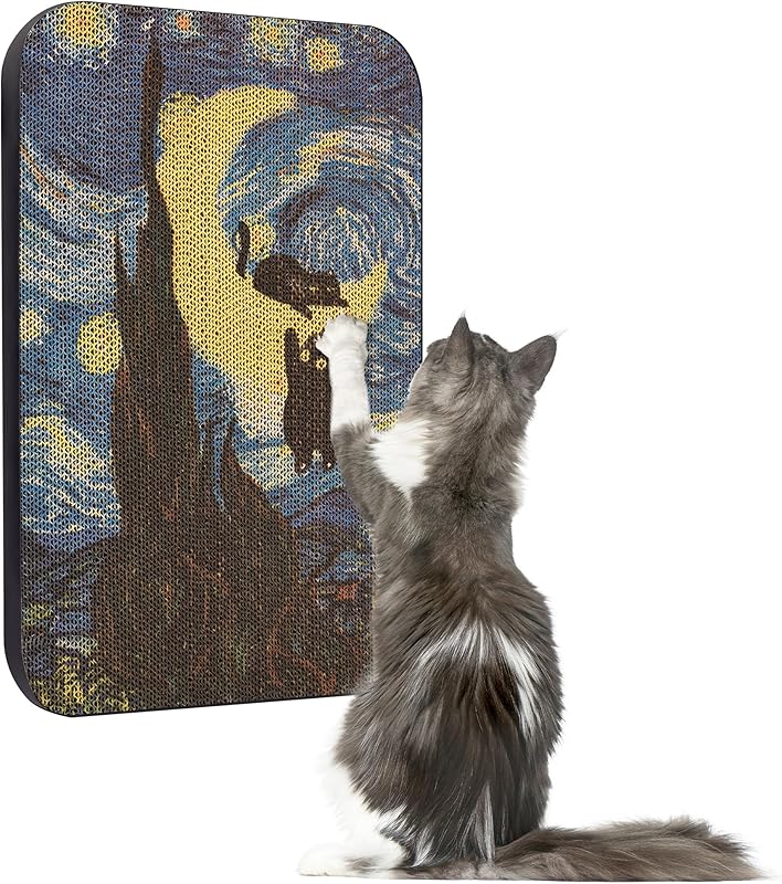 Art Cat Wall-Mountable Scratching Board 16.7x11x1 Inch Cat Wall Scratch Pad and Scratcher for Indoor Cats Furniture Protector（Flower Garden）