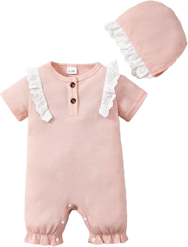 SUNNY PIGGY Newborn Baby Girl Clothes Baby Girl One Piece Romper Fall Winter Long Sleeve with Hat Sets Cute Infant Outfits