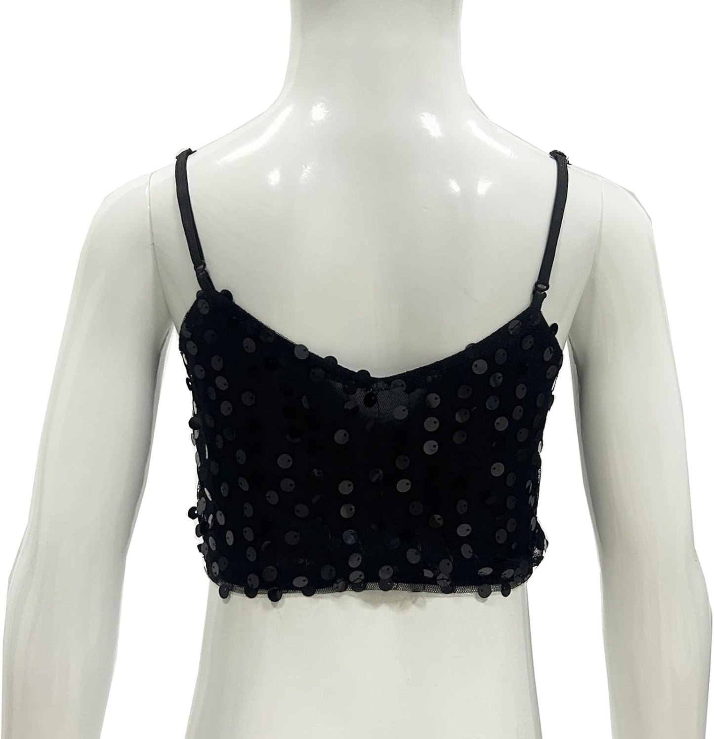 Girls Sequins V Neck Dance Tops Straps Jazz Latin Hip Hop Modern Dance Bra Vest Shirt Stage Performance Costume