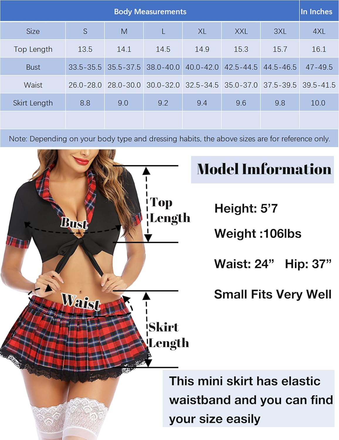 ADOME Lingerie for Women Sexy Schoolgirl Costume 0utfit Lingerie Set Lace Student Cosplay Roleplay with Top and Mini Skirt - TrendyLookz