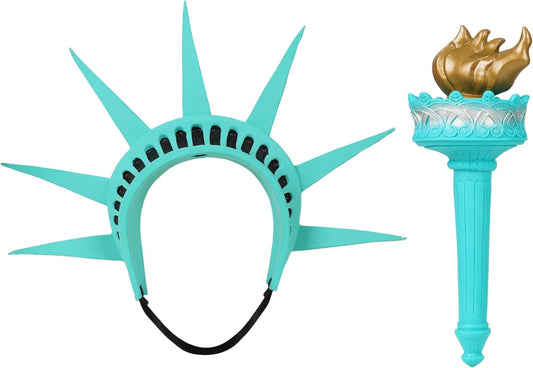 Adult Statue of Liberty Costume Kit - Statue of Liberty Crown and Torch - Lady Liberty Patriotic Costume Accessory Set for Fourth of July or Halloween - TrendyLookz