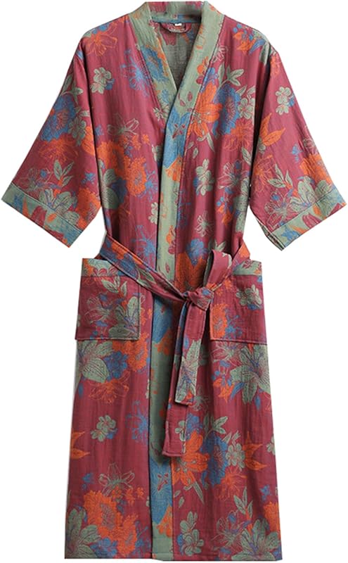 PRINCESS BRIDE 3/4 Sleeve Close Skin Cotton Gauze Summer Breathable Soft Pajamas Spa Bath Quick Dry Robe for Couples