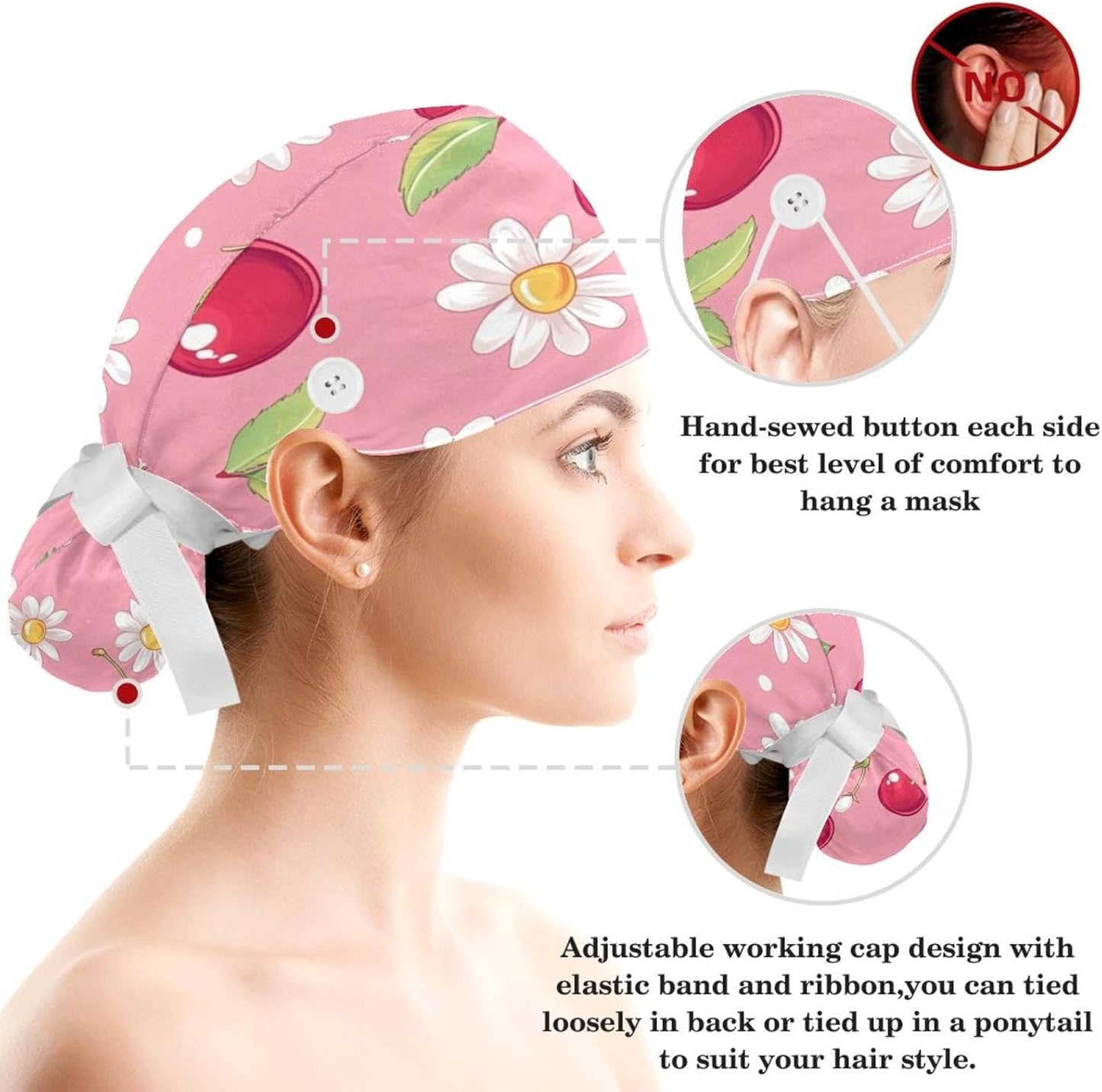 Women's Working Caps with Scrunchies Tarot Pattern Background Lace-Up Hat Unisex Hair Covers One Size