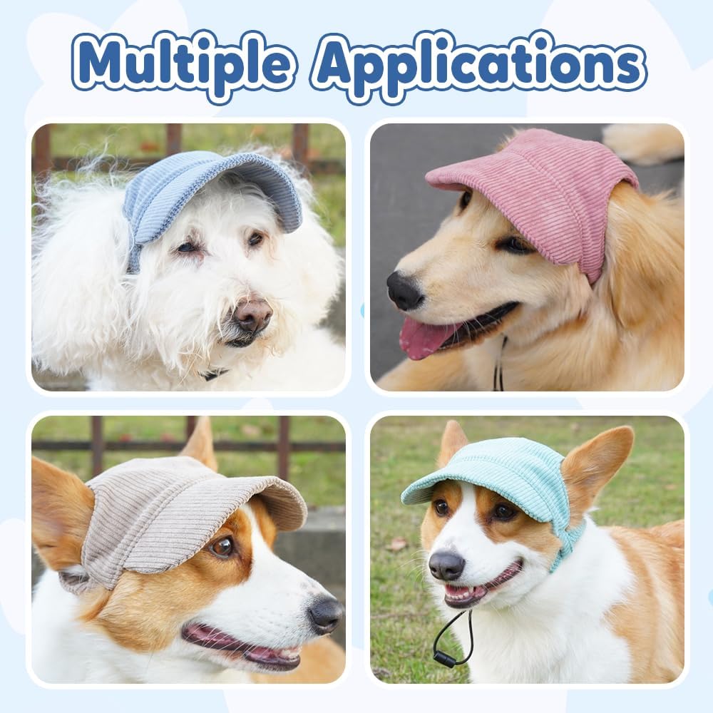 Dog Hat, 2025 Upgraded Hats for Dogs Cats Summer Beach Hat with Ear Holes, Adjustable Puppy Sun Bonnet Headdress (Pink, Large, Dog)