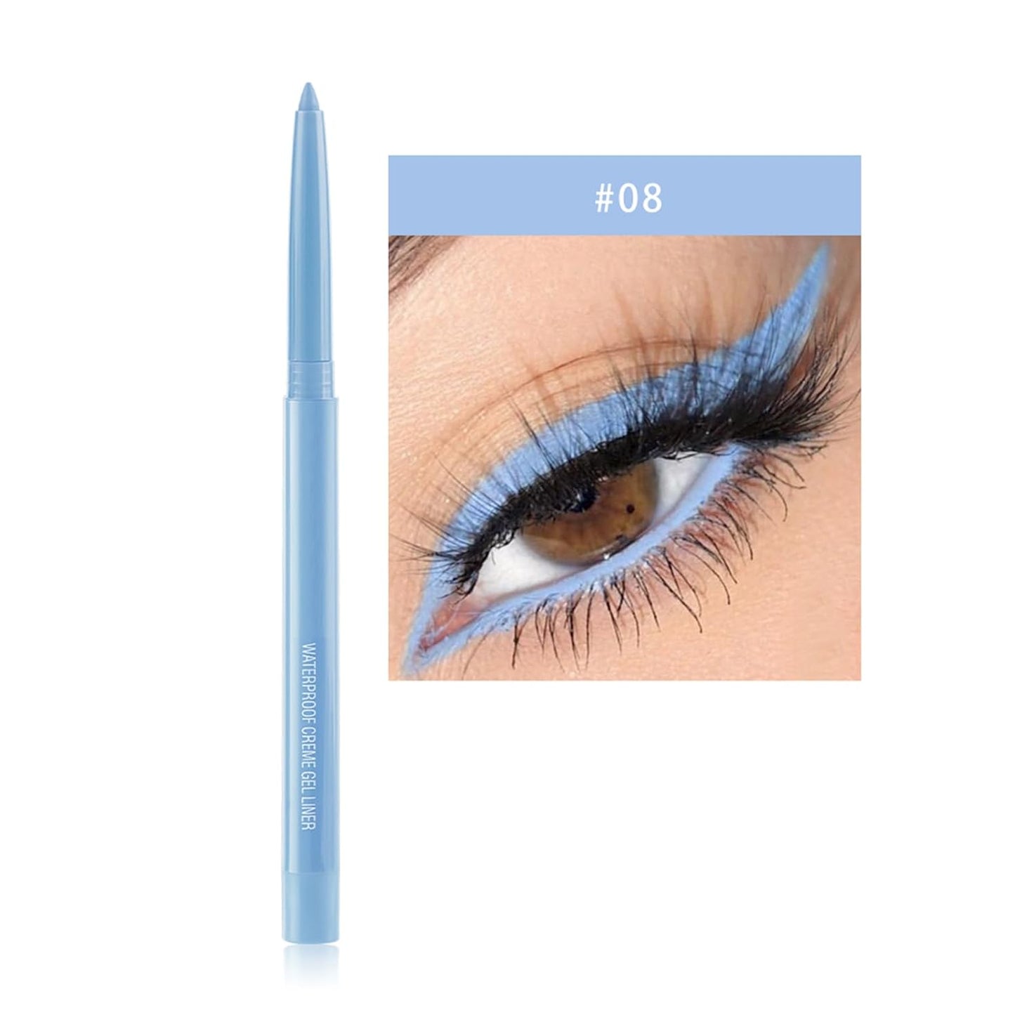 Eyeliner Pencil, Waterproof Eyeliner Long-lasting, Light-blue Eyeliners, High-Pigmented Colorful Eyeliners Easy To Use Eye Liner Pen for Women, Light-blue