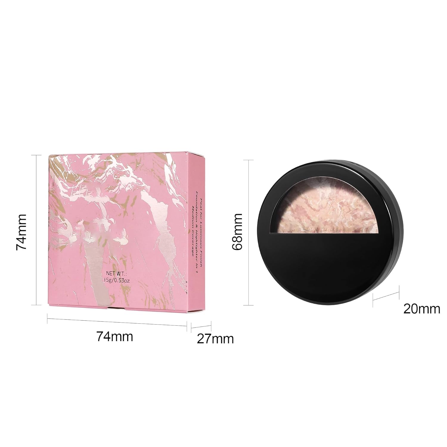 AKARY Baked Powder Foundation, Oil Control Correcting Foundation, Buildable Light to Medium Coverage - Demi - Matte Natural Flawless Finish Smooth Lightweight Setting Powder Palette, 01 Porcelain - TrendyLookz