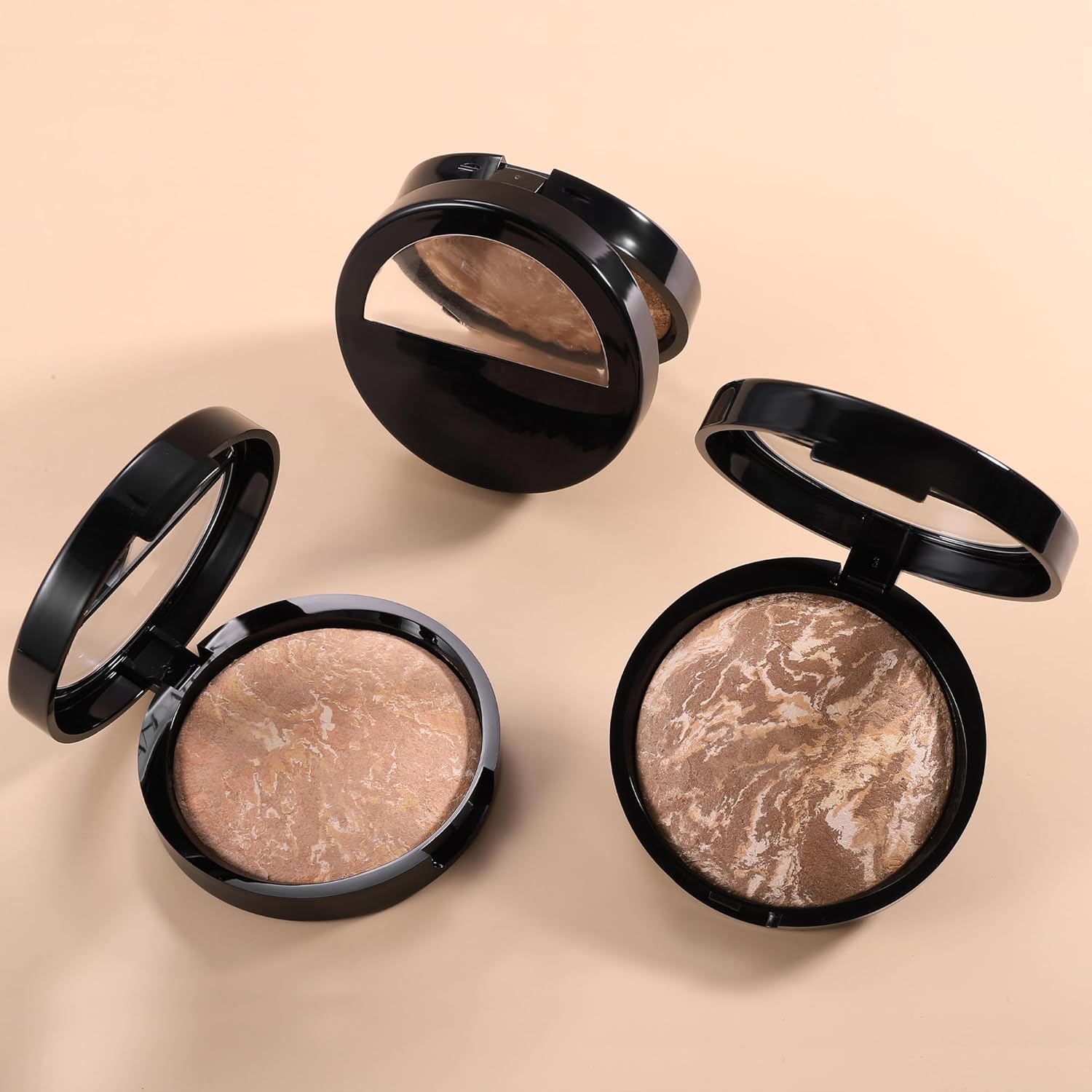 AKARY Baked Powder Foundation, Oil Control Correcting Foundation, Buildable Light to Medium Coverage - Demi - Matte Natural Flawless Finish Smooth Lightweight Setting Powder Palette, 01 Porcelain - TrendyLookz