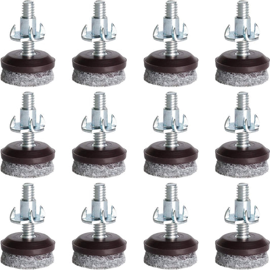 Anwenk Furniture Levelers Adjustable Furniture Feet Leveling Table Chair Levelers T - Nut Leg Levelers with High - Density Felt, 1/4 - 20x1" Threaded Shank T - Nuts,12 Pack - TrendyLookz