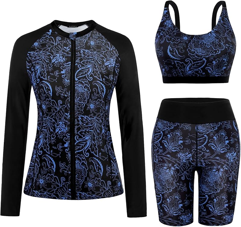 Arolina Womens Rash Guard Long Sleeve Swim Shirts Swimsuit 2025 Bathing Suit with Womens Swim Shorts & Two Pockets - TrendyLookz