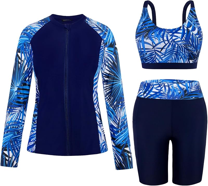 Arolina Womens Rash Guard Long Sleeve Swim Shirts Swimsuit 2025 Bathing Suit with Womens Swim Shorts & Two Pockets - TrendyLookz