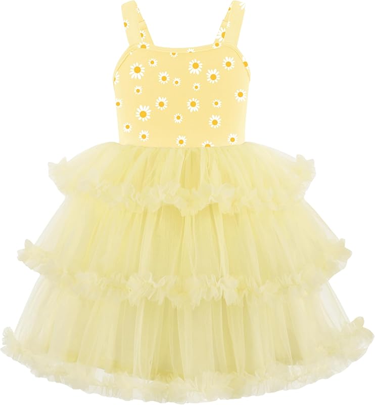 Arshiner Toddler Girls Tulle Dress Tiered Ruffle Fluffy Spaghetti Straps Tutu Dresses Summer Clothes 2 - 8 Years - TrendyLookz