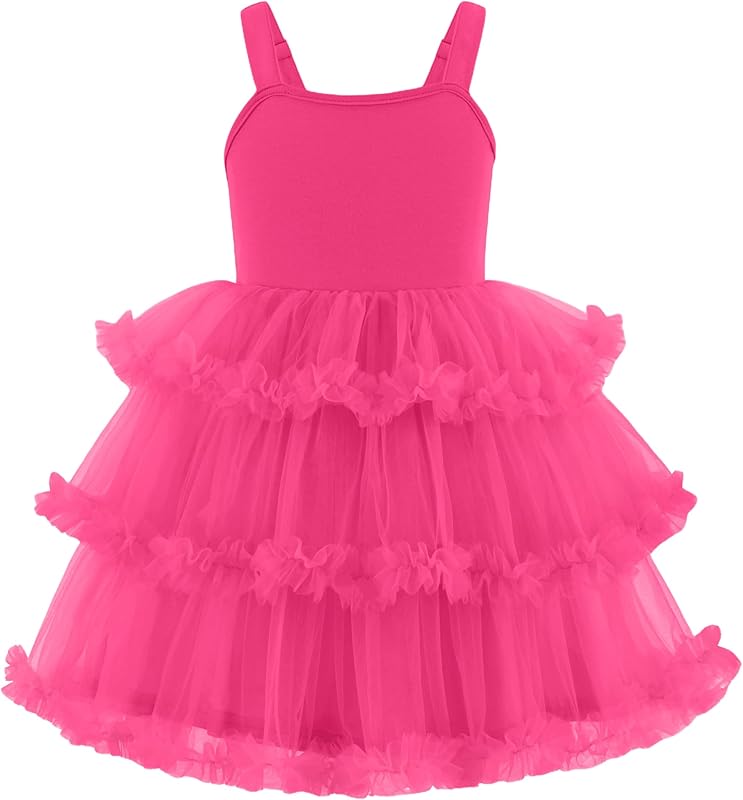 Arshiner Toddler Girls Tulle Dress Tiered Ruffle Fluffy Spaghetti Straps Tutu Dresses Summer Clothes 2 - 8 Years - TrendyLookz