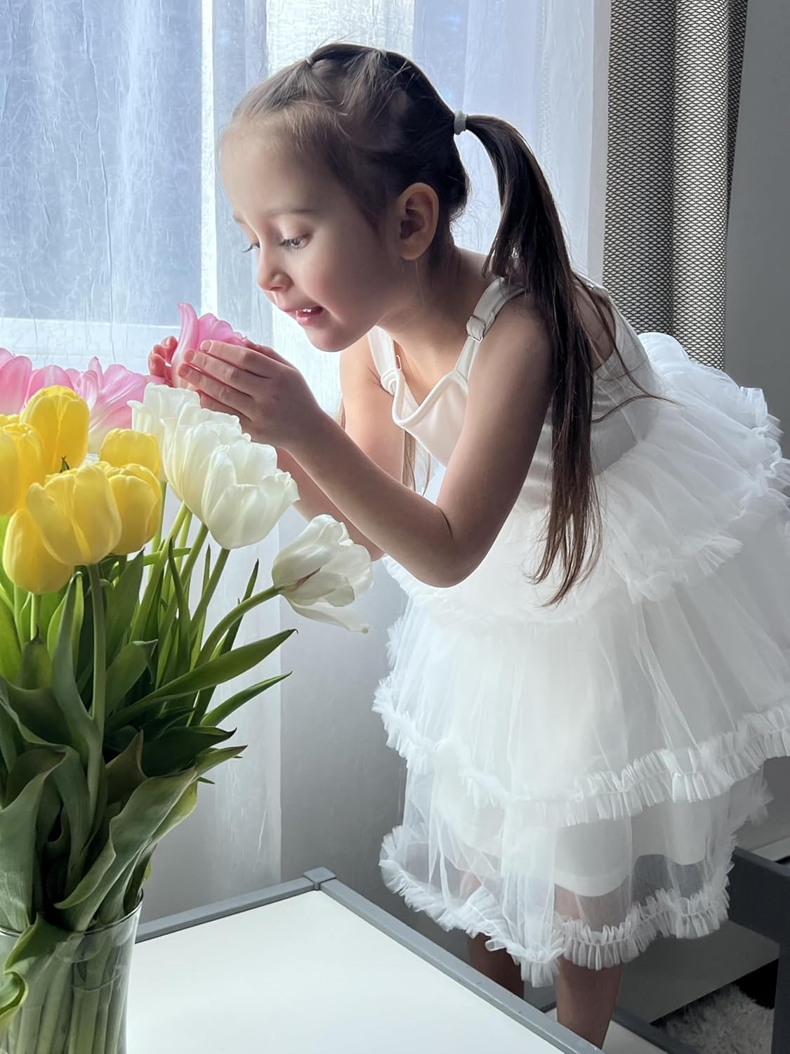 Arshiner Toddler Girls Tulle Dress Tiered Ruffle Fluffy Spaghetti Straps Tutu Dresses Summer Clothes 2 - 8 Years - TrendyLookz
