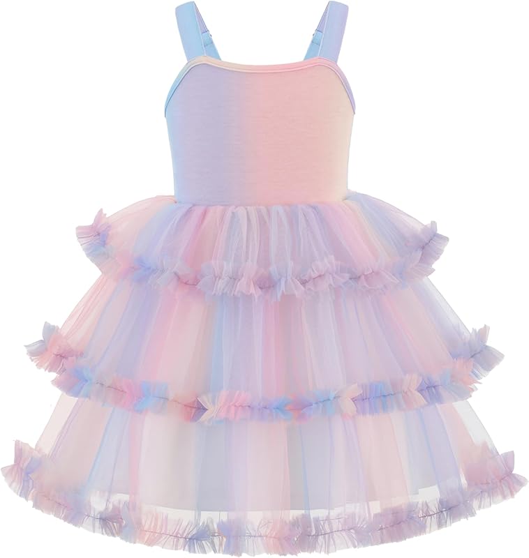 Arshiner Toddler Girls Tulle Dress Tiered Ruffle Fluffy Spaghetti Straps Tutu Dresses Summer Clothes 2 - 8 Years - TrendyLookz