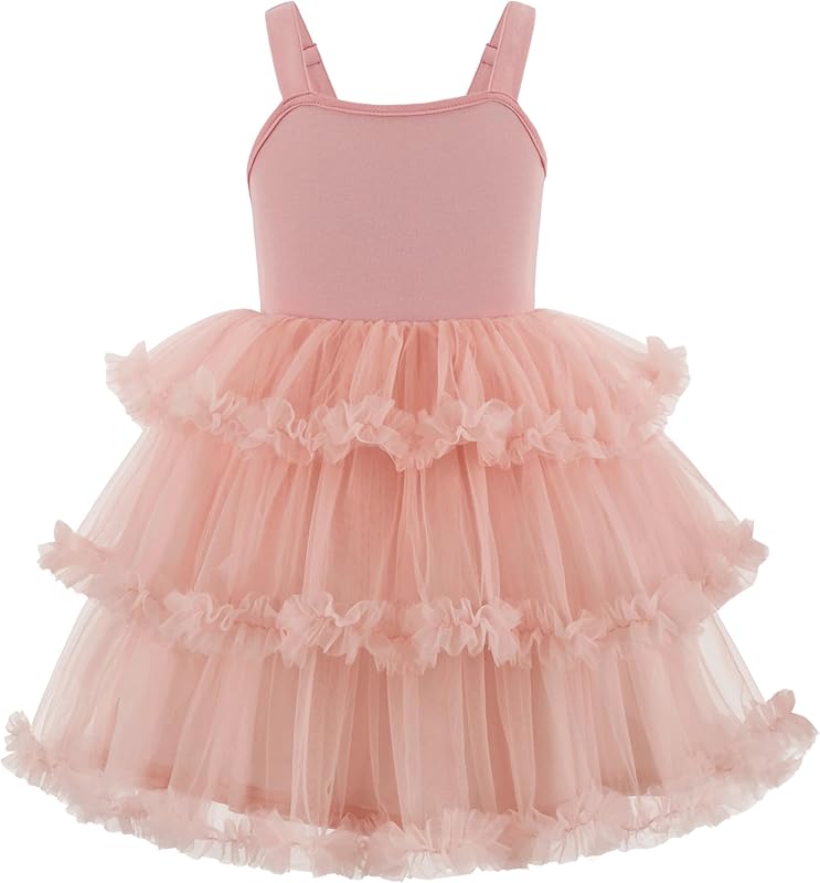 Arshiner Toddler Girls Tulle Dress Tiered Ruffle Fluffy Spaghetti Straps Tutu Dresses Summer Clothes 2 - 8 Years - TrendyLookz