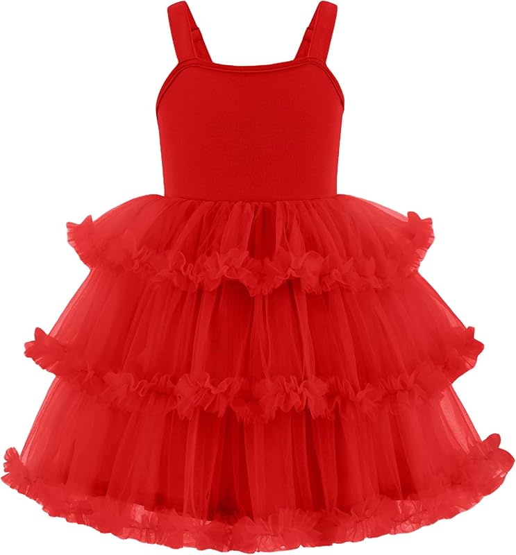 Arshiner Toddler Girls Tulle Dress Tiered Ruffle Fluffy Spaghetti Straps Tutu Dresses Summer Clothes 2 - 8 Years - TrendyLookz