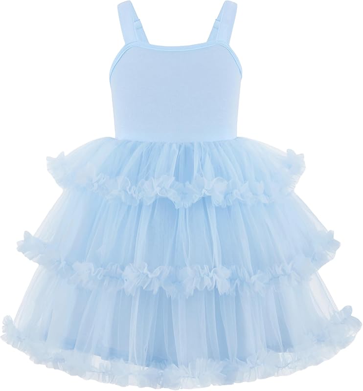 Arshiner Toddler Girls Tulle Dress Tiered Ruffle Fluffy Spaghetti Straps Tutu Dresses Summer Clothes 2 - 8 Years - TrendyLookz