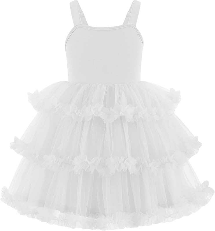 Arshiner Toddler Girls Tulle Dress Tiered Ruffle Fluffy Spaghetti Straps Tutu Dresses Summer Clothes 2 - 8 Years - TrendyLookz