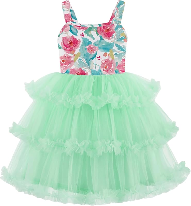 Arshiner Toddler Girls Tulle Dress Tiered Ruffle Fluffy Spaghetti Straps Tutu Dresses Summer Clothes 2 - 8 Years - TrendyLookz