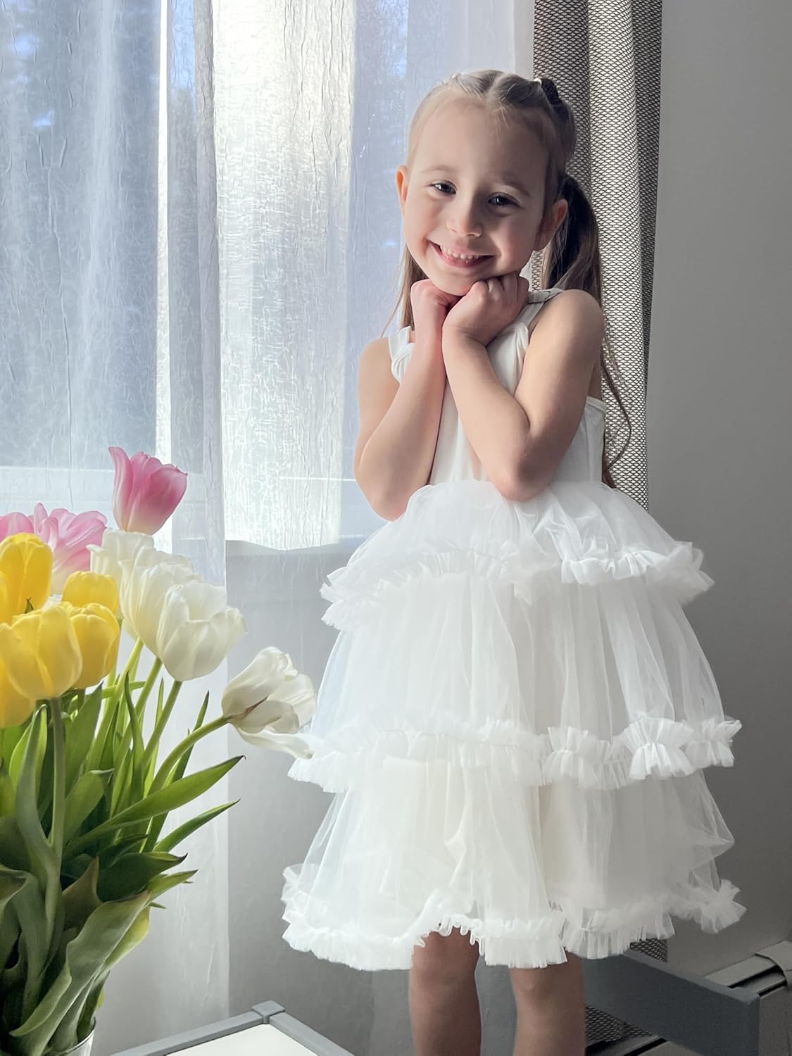 Arshiner Toddler Girls Tulle Dress Tiered Ruffle Fluffy Spaghetti Straps Tutu Dresses Summer Clothes 2 - 8 Years - TrendyLookz