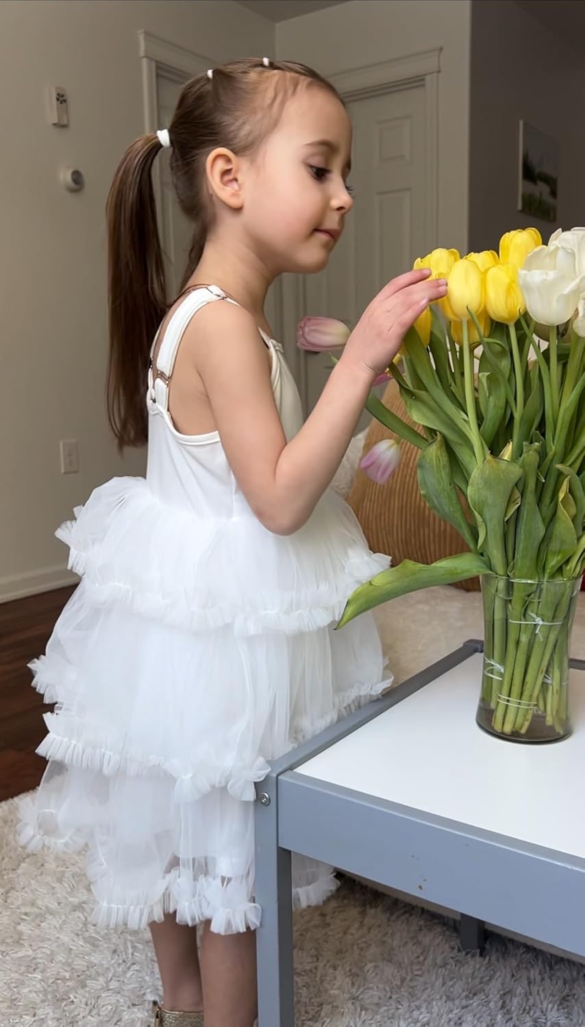 Arshiner Toddler Girls Tulle Dress Tiered Ruffle Fluffy Spaghetti Straps Tutu Dresses Summer Clothes 2 - 8 Years - TrendyLookz