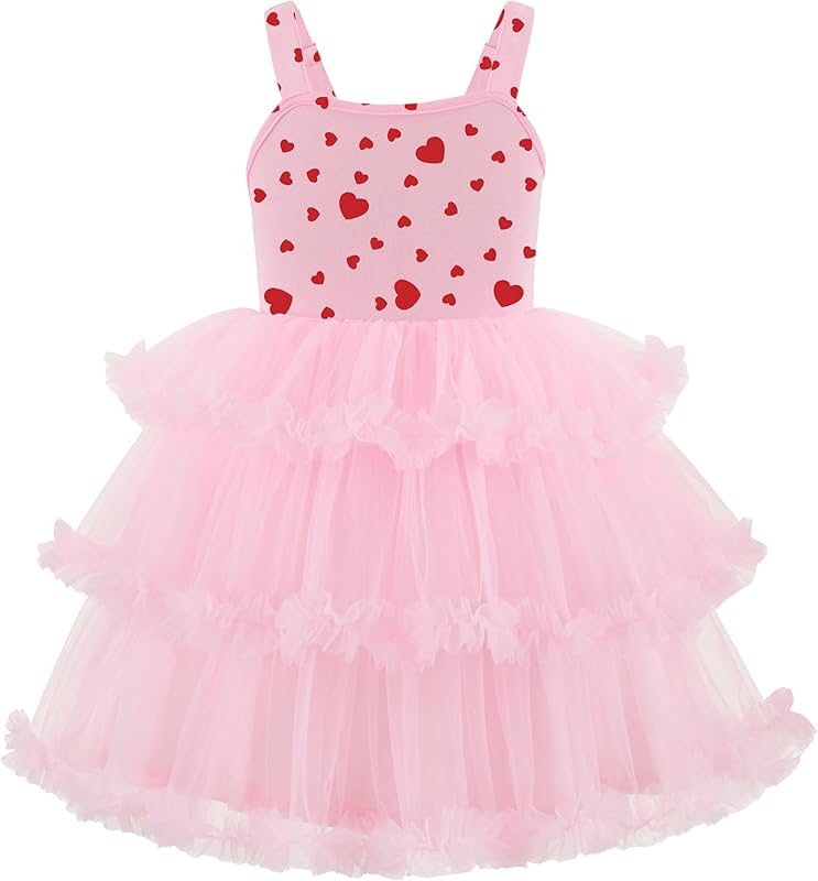 Arshiner Toddler Girls Tulle Dress Tiered Ruffle Fluffy Spaghetti Straps Tutu Dresses Summer Clothes 2 - 8 Years - TrendyLookz