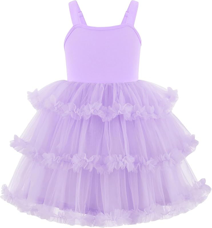 Arshiner Toddler Girls Tulle Dress Tiered Ruffle Fluffy Spaghetti Straps Tutu Dresses Summer Clothes 2 - 8 Years - TrendyLookz