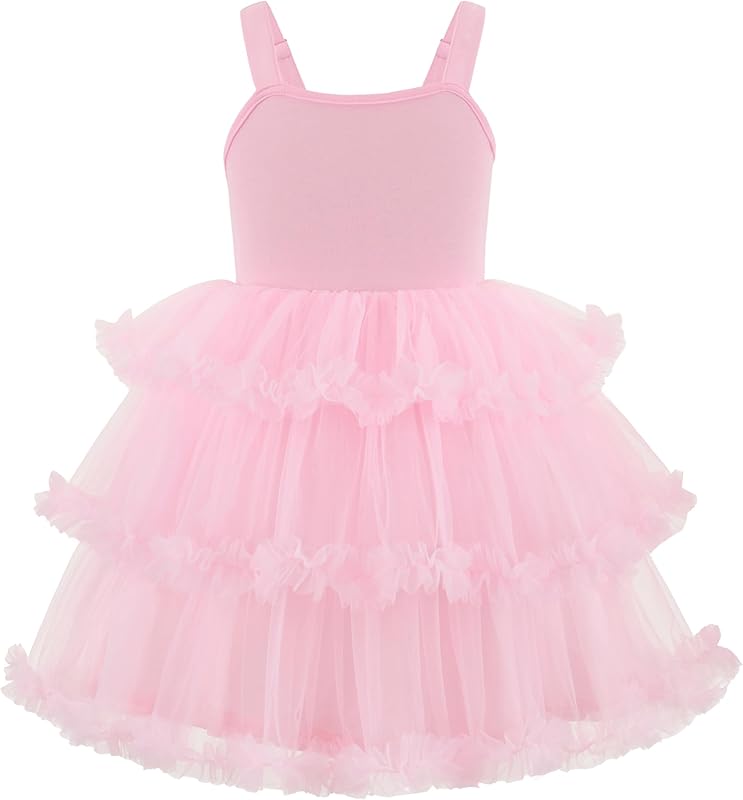Arshiner Toddler Girls Tulle Dress Tiered Ruffle Fluffy Spaghetti Straps Tutu Dresses Summer Clothes 2 - 8 Years - TrendyLookz