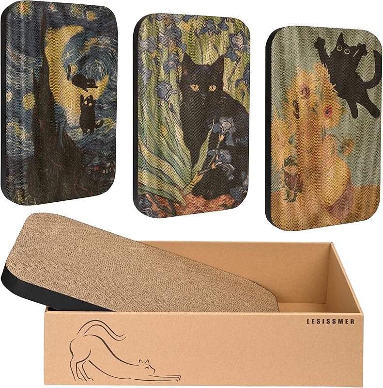 Art Cat Wall - Mountable Scratching Board 16.7x11x1 Inch Cat Wall Scratch Pad and Scratcher for Indoor Cats Furniture Protector（Flower Garden） - TrendyLookz