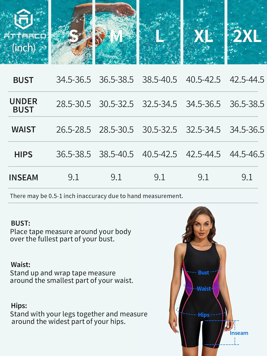 ATTRACO Athletic One Piece Swimsuits for Women Boyleg Swimwear Racerback Bathing Suits - TrendyLookz