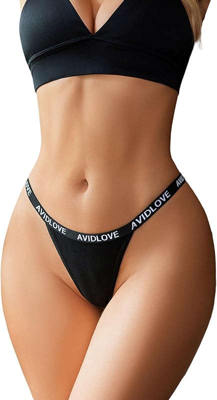 Avidlove Womens Underwear Cotton String Bikini Panties Ladies Low Rise Hipster Sexy High Cut Cheeky Underwear - TrendyLookz
